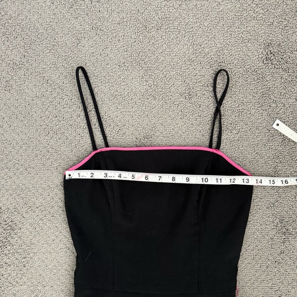 Vintage VTG Y2K Black Pink Trim A Line Tulle Midi Knee Length Dress Steppin Out - Picture 8 of 13